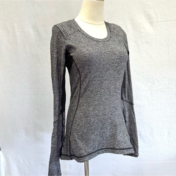 Lululemon Star Runner Long Sleeve Shirt Crew Neck Black Space Dye Size 6 - Picture 8 of 16